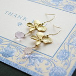 お花*ピンクアメジスト ピアス or 樹脂ノンホールピアス 天然石 14kgf