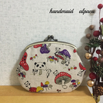 親子がま口〜きのことパンダ〜