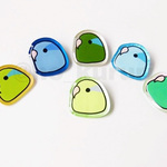 鳥 マメルリハ フェイス プラ板ブローチ