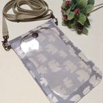 入れたまま操作できる！スマホポシェット さらに大きめサイズ＊あっちこっちバード グレー＊