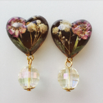 押し花レジンぷっくりハートビーズ イヤリングorピアス