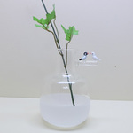再販<受注制作> 文鳥 ペアの小枝花瓶　（白）