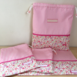 《chu-89様オーダー品》花柄✕ピンクストライプ♡巾着セット【入園・入学】