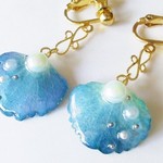 naimee様オーダー品　あじさい押し花マーメイドフィン☆ デザインチェーンイヤリング　