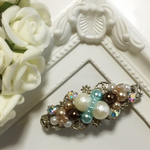 ☆sale☆チョコミントパールのビジューバレッタ