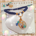 冬のフローライトドロップのワックスコードブレスレット