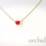 【16KGP】mini heart ♡ 一粒ネックレス（Candy red）