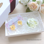 [送料無料]クリスマスギフトbox  ミニ紫陽花ピアスorイヤリング&ミニピルケースセット(オレンジ)
