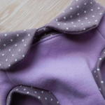 【Ｓ】ワンダフク☆ドッグウエア～藤色水玉襟付き