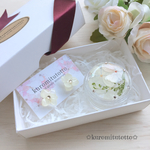 [送料無料]クリスマスギフトbox  ミニ紫陽花ピアスorイヤリング&ミニピルケースセット(ホワイト)