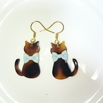 ねこ&べっこうピアス。リボン🎀