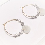 silver✲snow　パール＆シェル　フープピアス               　　グレー