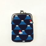  がま口カードケース 富士山　紺  縦型 ⓸