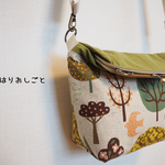 【期間限定10％OFF】コットンリネン北欧の森≪オリーブグリーン≫がまぐち2wayショルダーバッグ