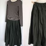 カーキ色▼コットン＆ナイロンのすっきり♪ガウチョパンツ▼前後タック