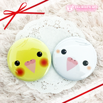 【予約販売】ことりフェイス(●• ө •●)カンバッジ・オカメインコセット