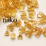 ビーズキャップ♬座金花座ゴールド/サイズmix100個