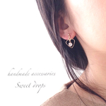 ハート♡クリスタルストーン ノンホールピアス/ピアス