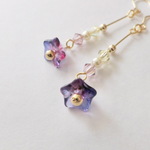 《再販》フェミニンパープル*一輪の花ピアス
