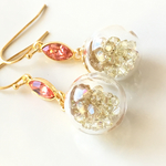 ガラスドーム【ルミナスグリーン】ピアス、イヤリング