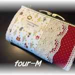 Ｗファスナー　20㎝　カン付き　がま口　クリスマス　レッド