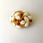 【再販】木葉 刺繍ブローチ イエローホワイト