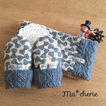 キッズミトン手袋Sサイズ&ネックウォーマー bichette*リボン(アリスブルー)