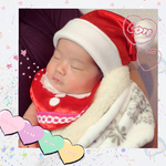 【Merry Christmas!】②女の子サンタさんセット　スタイ＆おぼうし 小さいサイズ