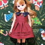 リカちゃん＊ボルドーワンピース　ビーズ