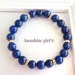 再々販❣【人気 新作価格♡】Navyblue ラピスラズリ/ネイビーブルーのブレスレット/青 紺 蒼 海 夏 マリン♡天然石 ゴールド華奢ミサンガ 冬海コードブレスレット 