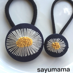 再販♡親子でお揃い♡刺繍くるみボタンのヘアゴム