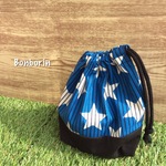 入園入学用品 ヒッコリー☆スター柄 コップ入れ 巾着袋 ブルー