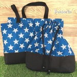 入園入学用品 ヒッコリー☆スター柄 レッスンバッグ/シューズバッグ/体操服（パジャマ）袋 3点セット ブルー