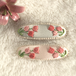 刺繍バレッタS スウィートなチューリップ