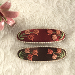 刺繍バレッタS ビターなチューリップ