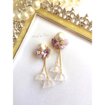 きらめくパステルラベンダーのゆらゆらお花イヤリング/ピアス