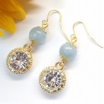 10mmアクアマリンのビジューのピアス パワーストーン 天然石