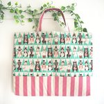 アニマルサーカス♪ キルティングレッスンバッグ 緑色