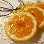 *New*皮ネックレス(スライスオレンジ)*花大*再々販*
