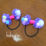 プチドットオーガンジー カラフルポンポン ヘアゴム