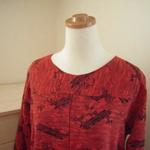 ◎お正月半額ＳＡＬＥ◎着物リメイク　緋色の型染ちりめんのちょっとフォーマルワンピース