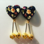 押し花レジンぷっくりハートビーズ イヤリングorピアス
