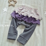SALE(80)ふりふりモンキースパッツ　パープル小花柄