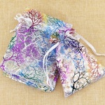 【12枚・9cm×7cm】オーガンジー 巾着 袋 雪山イメージ 森 アクセサリー プレゼント ラッピング