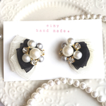 オーガンジー×大ぶりパールビジューピアス(ホワイト)♡送料込み