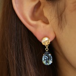 スワロのしずく（ゴールデンシャドウ×デニムブルー）♡ピアス・イヤリング♪【14kgf/K14GF・チタン対応】