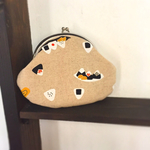  がま口ポーチ ☆お財布 ぷっくり可愛い おにぎり    生成り
