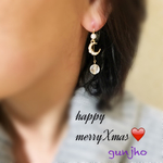 冬 月と雪のラウンド 揺れるピアス✨クリスマスプレゼントにも。ラッピング無料