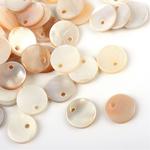 New☆30個　Sea Shell Charms, Flat Round　うみのおくりもの　10㎜　フラットラウンド　シェルチャーム　天然シェル　シェルビーズ