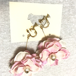 紫陽花とコットンパールのイヤリング